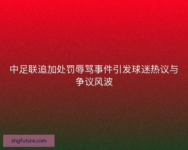 中足联追加处罚辱骂事件引发球迷热议与争议风波
